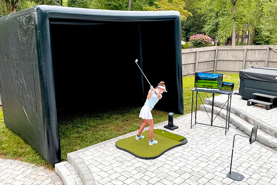 Draagbare golftrainingskooi opblaasbare golfsimulator projector schiettent met scherm