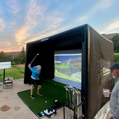 Draagbare golftrainingskooi opblaasbare golfsimulator projector schiettent met scherm