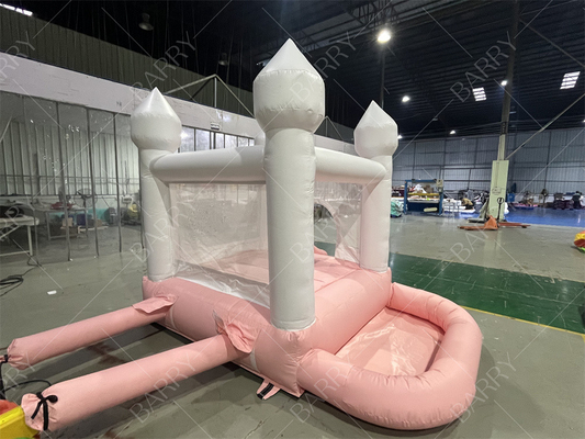 3.3x3m Wit en Roze Mooie opblaasbare bruiloft uitsmijter glijbaan Combo Springende kasteel glijbaan