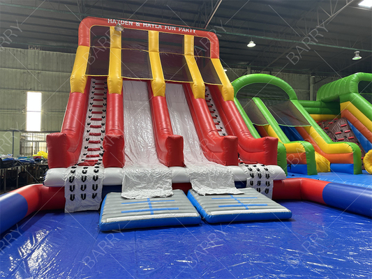 Buitengrote springhuis volwassenen kinderen pvc glijbaan met zwembad opblaasbaar waterpark voor plezier pretpark
