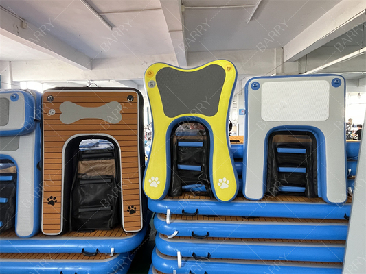 Honden op waterladder treden opblaasbaar pvc hondendock ramp water voor honden