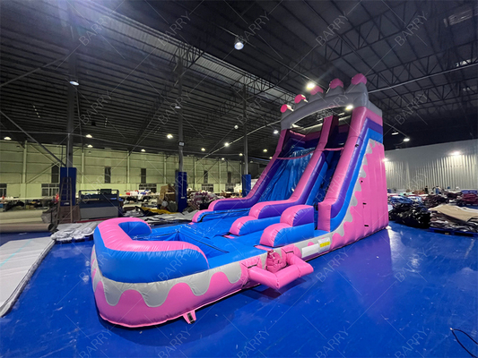 8.4x3.6x6m Custom Jumper Bouncy Kids Pink Princess opblaasbare waterslippen voor feest