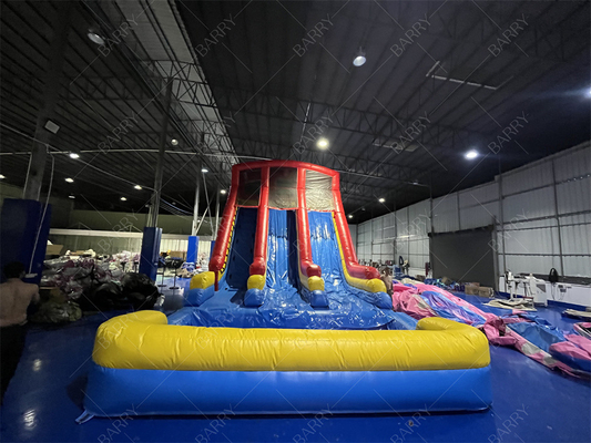 10.5x5.4x6.6m Commerciële Dubbele baan Reus opblaasbare waterslide springer springende maan springende waterslides voor volwassen zwembad