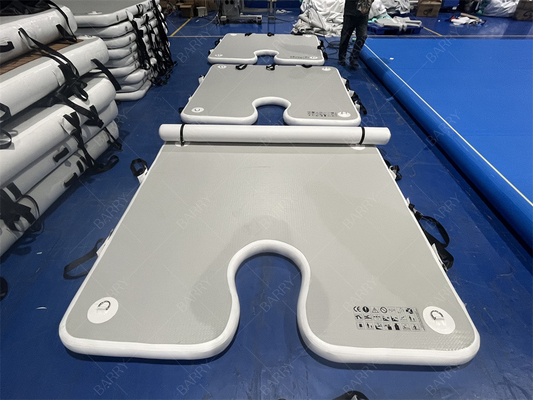 Luxe watersport spel 2x2x0.1m Grijs opblaasbaar dok platform landingsmatten voor boot stop