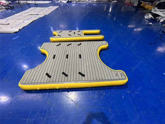 Drop Stitch opblaasbaar zwemplatform drijvend dok, opblaasbaar U-dock platform station voor boot en jetski