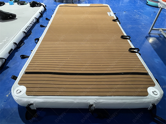 Drop Stitching Pvc Zwemwater Pontoon Opblaasbaar Floating Dock Platform Voor Jet Ski Yacht Island