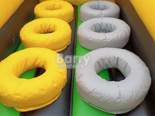 Reuzen buiten water droog opblaasbaar pretpark Nationaal Indoor Big Bounce House met Wipe Out Game Slide Klimmuur