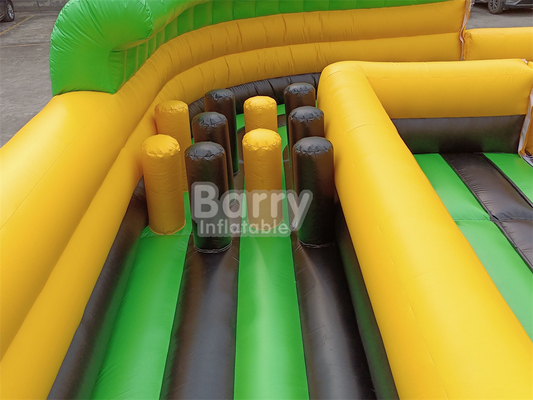 Reuzen buiten water droog opblaasbaar pretpark Nationaal Indoor Big Bounce House met Wipe Out Game Slide Klimmuur
