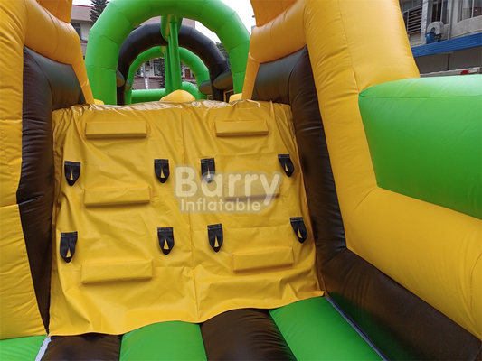 Reuzen buiten water droog opblaasbaar pretpark Nationaal Indoor Big Bounce House met Wipe Out Game Slide Klimmuur