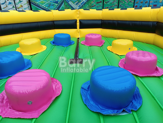 Reuzen buiten water droog opblaasbaar pretpark Nationaal Indoor Big Bounce House met Wipe Out Game Slide Klimmuur