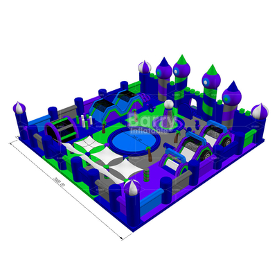 30x30m Big Bounce Amusement Park opblaasbaar pretpark Bounce House Play Area Game