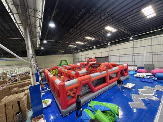 Red Trampoline Park Fun City opblaasbaar pretpark Vermaakpark Grote volwassen opblaasbare springhuizen te koop voor kinderen