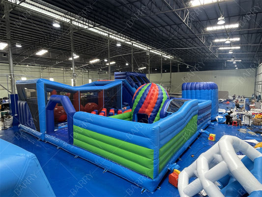 Commercieel opblaasbaar pretpark met grote bal obstakelbaan Indoor Bounce Playground Disco Bounce Basketball Hoop