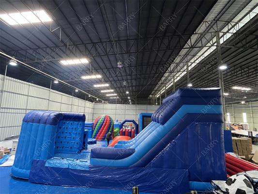 Commercieel opblaasbaar pretpark met grote bal obstakelbaan Indoor Bounce Playground Disco Bounce Basketball Hoop