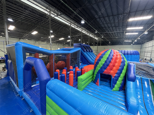 Commercieel opblaasbaar pretpark met grote bal obstakelbaan Indoor Bounce Playground Disco Bounce Basketball Hoop