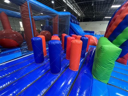 Commercieel opblaasbaar pretpark met grote bal obstakelbaan Indoor Bounce Playground Disco Bounce Basketball Hoop