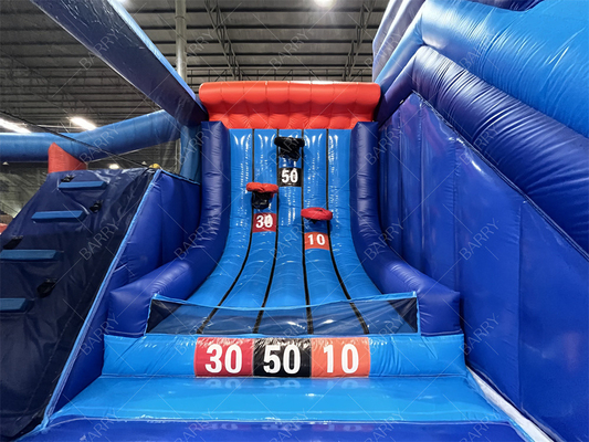 Commercieel opblaasbaar pretpark met grote bal obstakelbaan Indoor Bounce Playground Disco Bounce Basketball Hoop