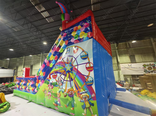 Clown opblaasbare glijbaan 8x4.7x6.5m voor kinderfeesten Custom PVC