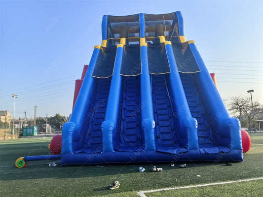 Commerciële kwaliteit 65x18x15m Rode op maat gemaakte gigantische opblaasbare waterglijbaan voor volwassenen