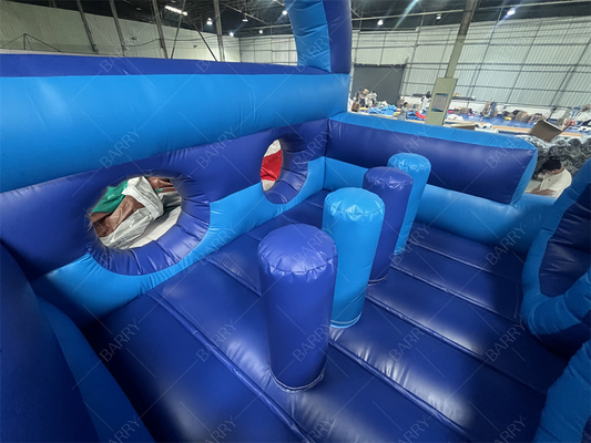 Commercieel Blauw Moderne Bounce House Opblaasbare Hindernisbaan Met Glijbaan Voor Volwassenen Kinderen