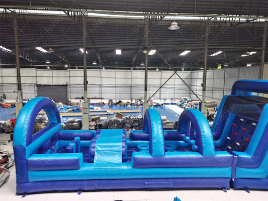 Commercieel Blauw Moderne Bounce House Opblaasbare Hindernisbaan Met Glijbaan Voor Volwassenen Kinderen
