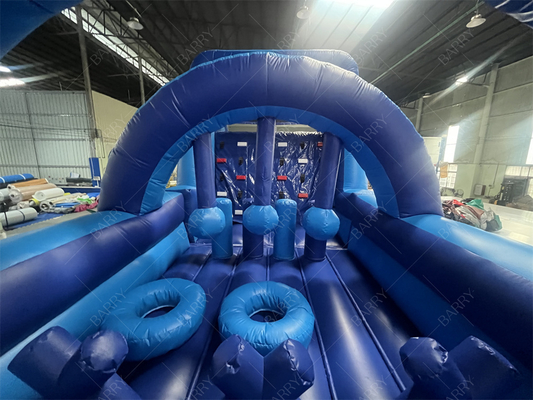 Commercieel Blauw Moderne Bounce House Opblaasbare Hindernisbaan Met Glijbaan Voor Volwassenen Kinderen