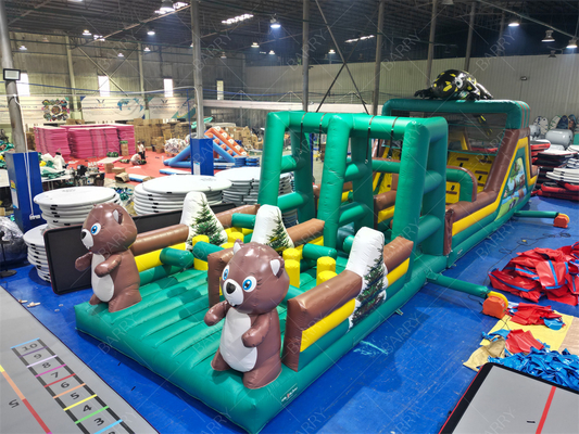 Reusachtige Opblaasbare Springkussen Glijbaan Hindernisbaan Opblaasbaar Spel Hindernis Trampoline Park voor Kinderen en Volwassenen