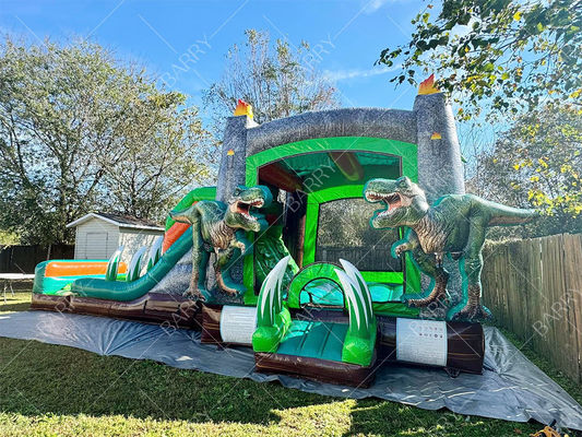 T-Rex Dinosaurus Opblaasbare Waterglijbaan Springkasteel Combo Opblaasbare Springkasteel