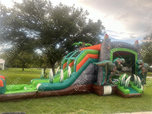 T-Rex Dinosaurus Opblaasbare Waterglijbaan Springkasteel Combo Opblaasbare Springkasteel