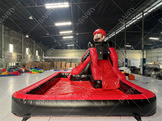 Commerciële Super Mario Bros Thema Opblaasbare Waterglijbaan Met Zwembad Te Koop Of Te Huur Voor Feesten In De Aanbieding
