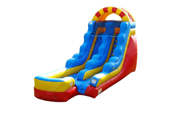 Commerciële 15ft Dual Lane waterglijbaan met groot zwembad opblaasbare waterslide voor kinderen