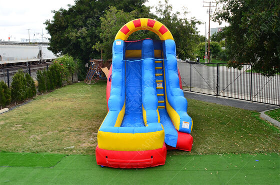 Commerciële 15ft Dual Lane waterglijbaan met groot zwembad opblaasbare waterslide voor kinderen