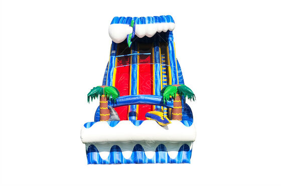 Commerciële kwaliteit grote buitenspeeltuin 7,3 meter SHARK SIGHTED DUBBELE BAAN Glijbaan voor kinderen en volwassenen