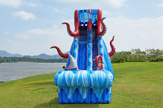 Volwassen Grote Commerciële Waterglijbaan Opblaasbaar 25ft Ocean Battle Slide Pool