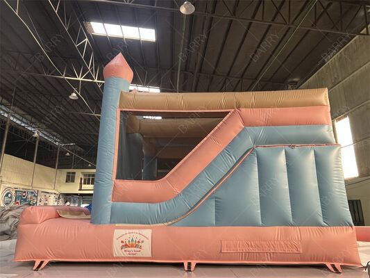 Roze en Blauwe Prinses Pastel Kasteel Opblaasbaar Bounce Huis Met Glijbaan