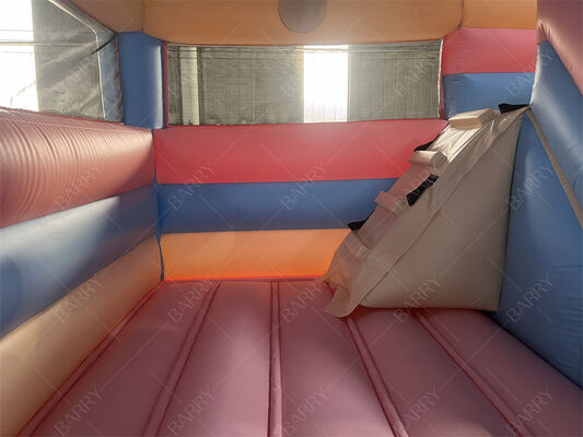 Roze en Blauwe Prinses Pastel Kasteel Opblaasbaar Bounce Huis Met Glijbaan