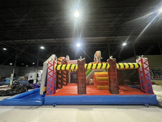 Bouwavontuur Opblaasbare Combo | Springkasteel + Glijbaan + Plonsbad, Alles-in-één Kinderspeelsysteem