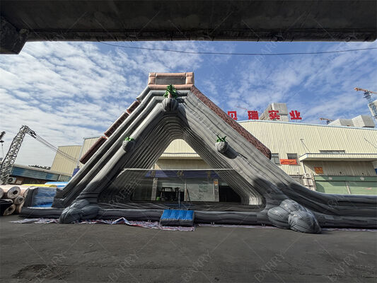 Commerciële Kwaliteit Reuze Opblaasbare Waterglijbaan, Tropisch Thema Dubbele Baan Nat/Droog Glijbaan Voor Pretparken & Festivals