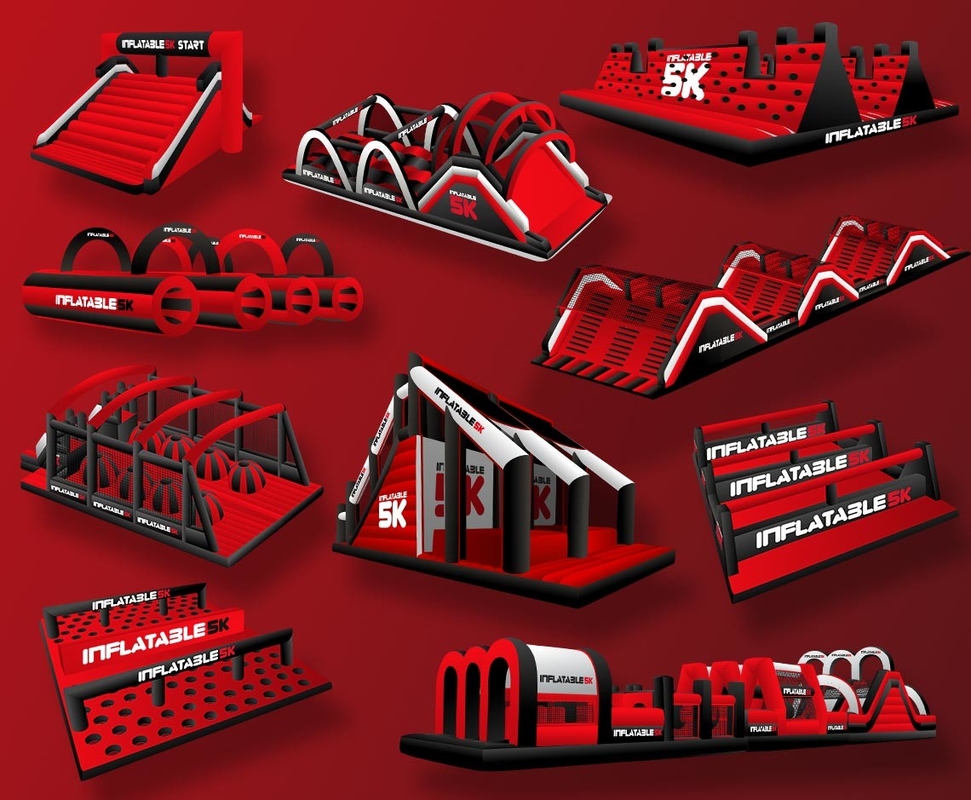 Outdoor Playground Competitive Game Red Insane opblaasbare 5k Giant 5km opblaasbare hindernisbaan voor evenementen