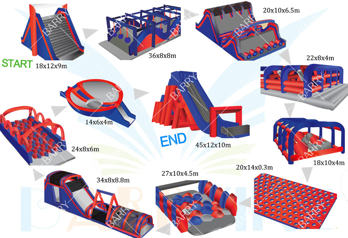Commerciële Singapore Case Grote evenement opblaasbare 5km Reuzen opblaasbare obstakelbaan Bouncy Castle 5k Activiteiten