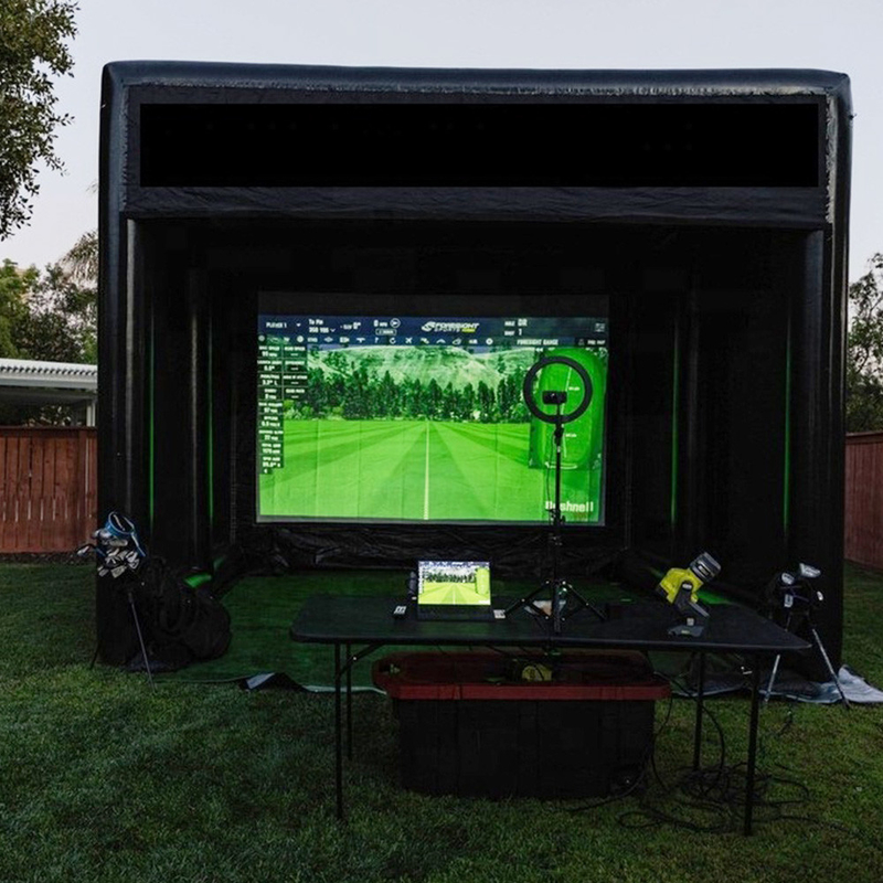 Gezegelde buitengolf training slaan kooi scherm opblaasbare golf simulator tent voor sport