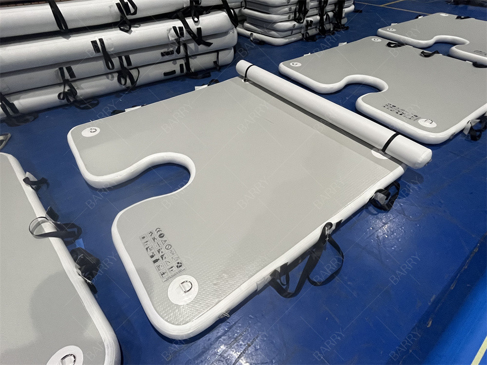 Luxe watersport spel 2x2x0.1m Grijs opblaasbaar dok platform landingsmatten voor boot stop