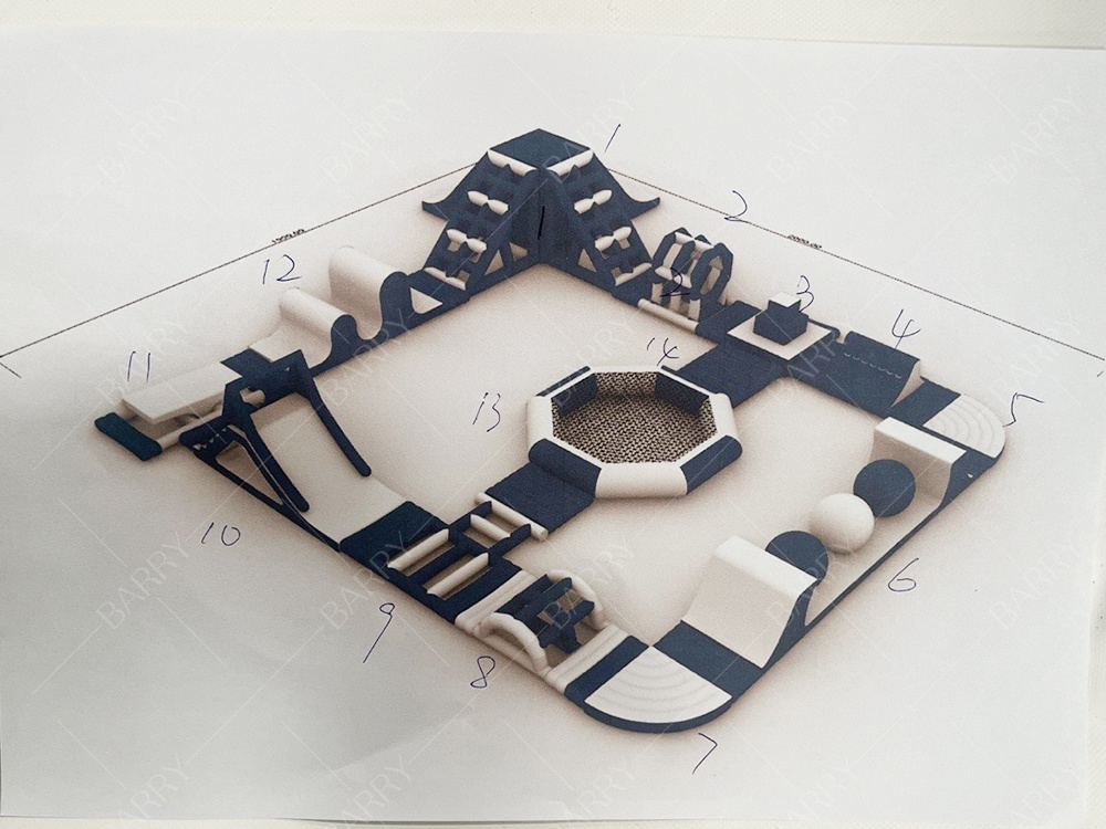 Modeontwerp opblaasbaar waterpark opblaasbaar drijvend waterpark zakelijk zomerwaterpark