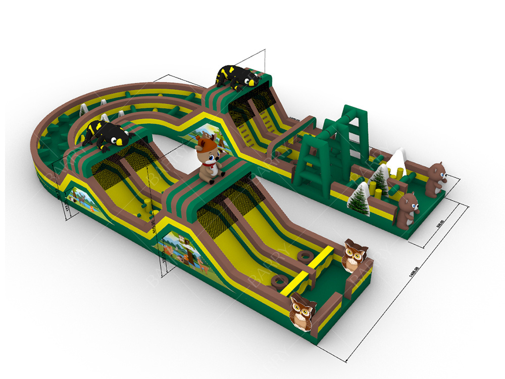 Reusachtige Opblaasbare Springkussen Glijbaan Hindernisbaan Opblaasbaar Spel Hindernis Trampoline Park voor Kinderen en Volwassenen