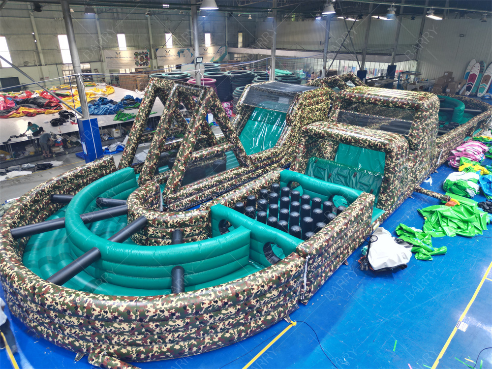 Camouflage Opblaasbaar Spel Hindernis Militair Camo Kleur Opblaasbare Hindernis Leger Bootcamp Uitdaging Hindernisbaan