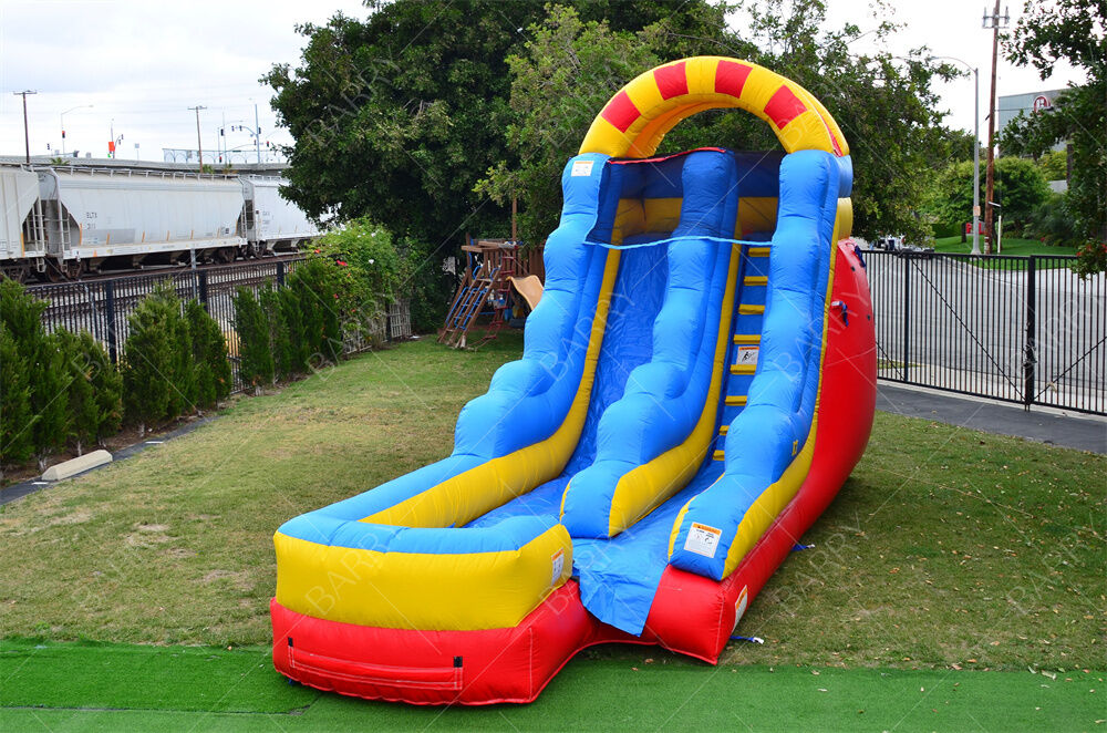 Commerciële 15ft Dual Lane waterglijbaan met groot zwembad opblaasbare waterslide voor kinderen