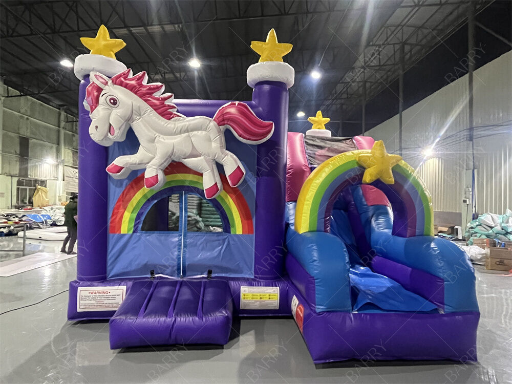 Commerciële Unicorn Bounce House met glijbaan Regenboogster opblaasbare combo voor kinderen feesten & evenementen