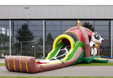 Embleem die Openlucht Opblaasbare Combo-Landbouwbedrijfkoe met Dia voor Gebeurtenis drukken