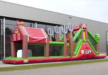 Van het de Cursus Rode Landbouwbedrijf van de cowboy Opblaasbare Hindernis de Hinderniscursus van Bouncy