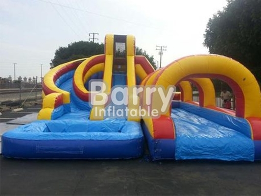 Gekke Contant geldbinnenplaats Barry Inflatable Water Slides 17ft Gele en Blauwe kleur